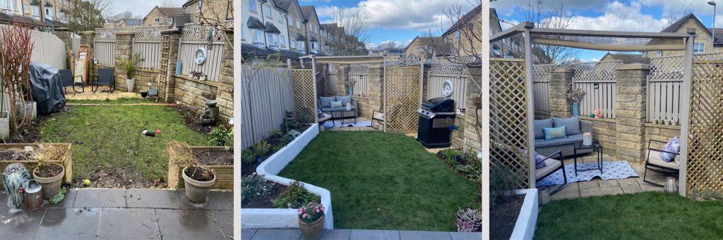 Timber pergola and lattice fence panels