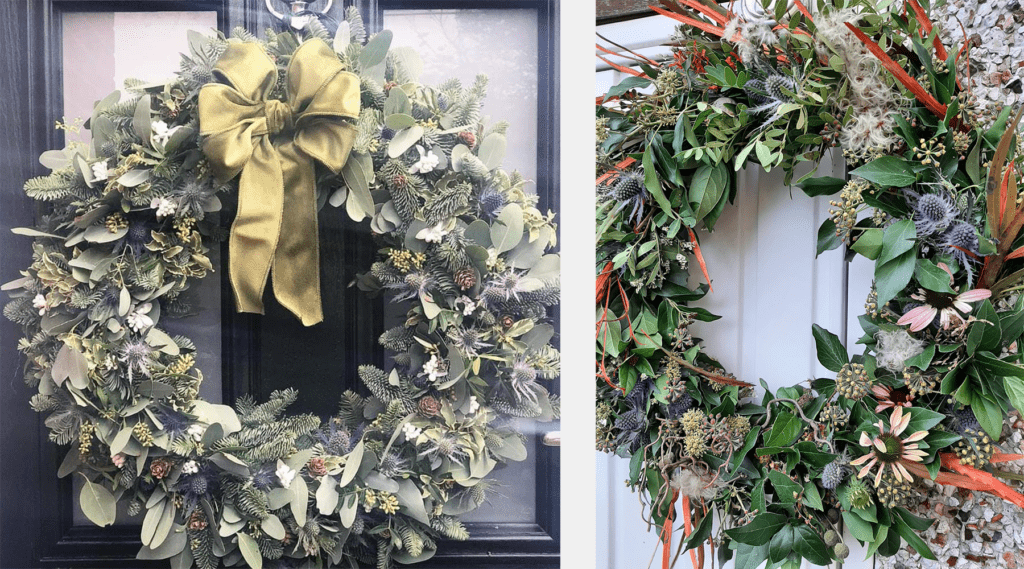 Wreaths built in wreath-building workshop